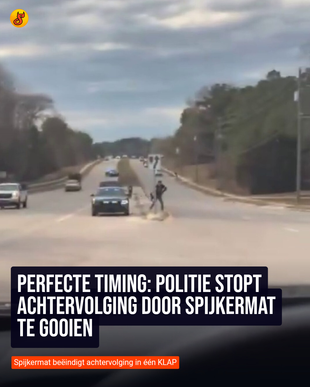 Perfecte timing: Politie stopt achtervolging door spijkermat te gooien