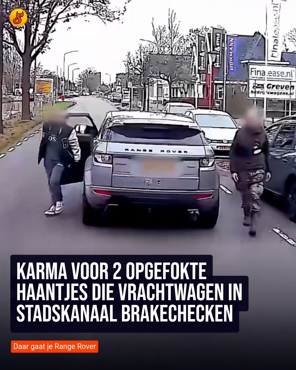 Karma voor 2 opgefokte haantjes die vrachtwagen in Stadskanaal brakechecken