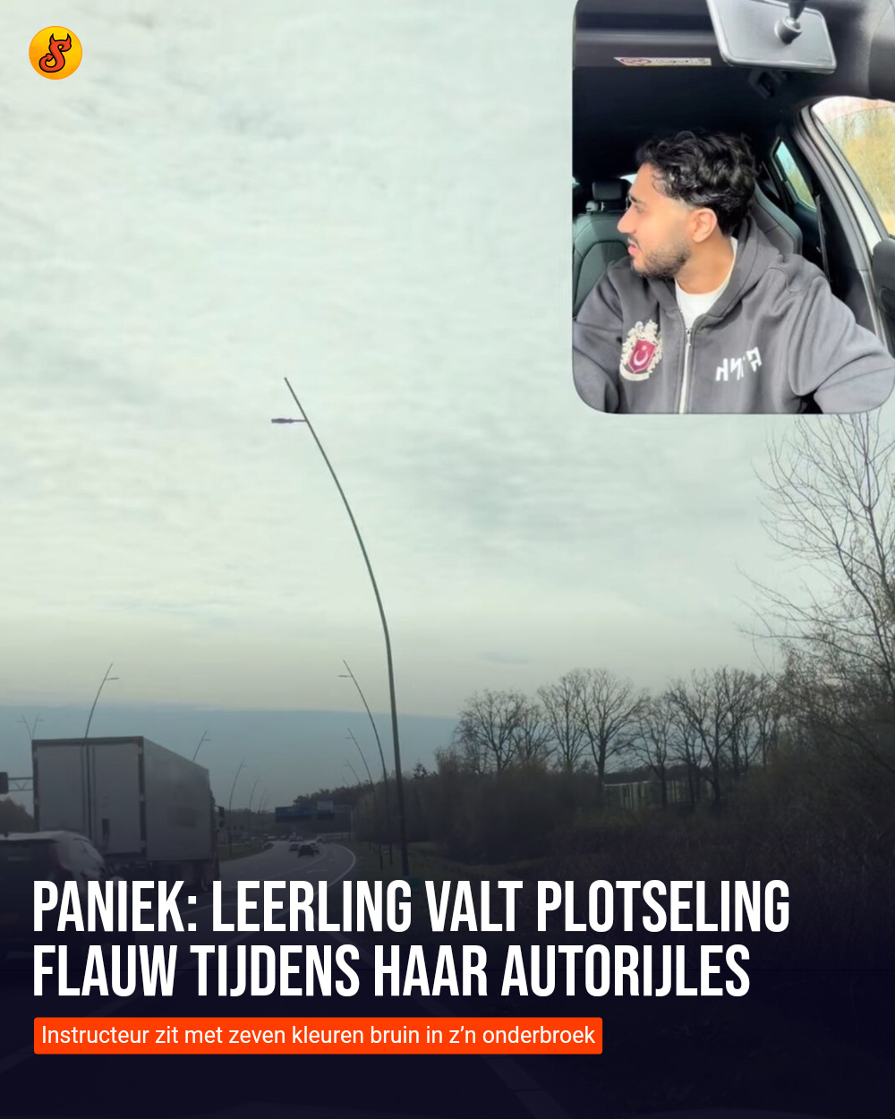 Paniek: Leerling valt plotseling flauw tijdens haar autorijles