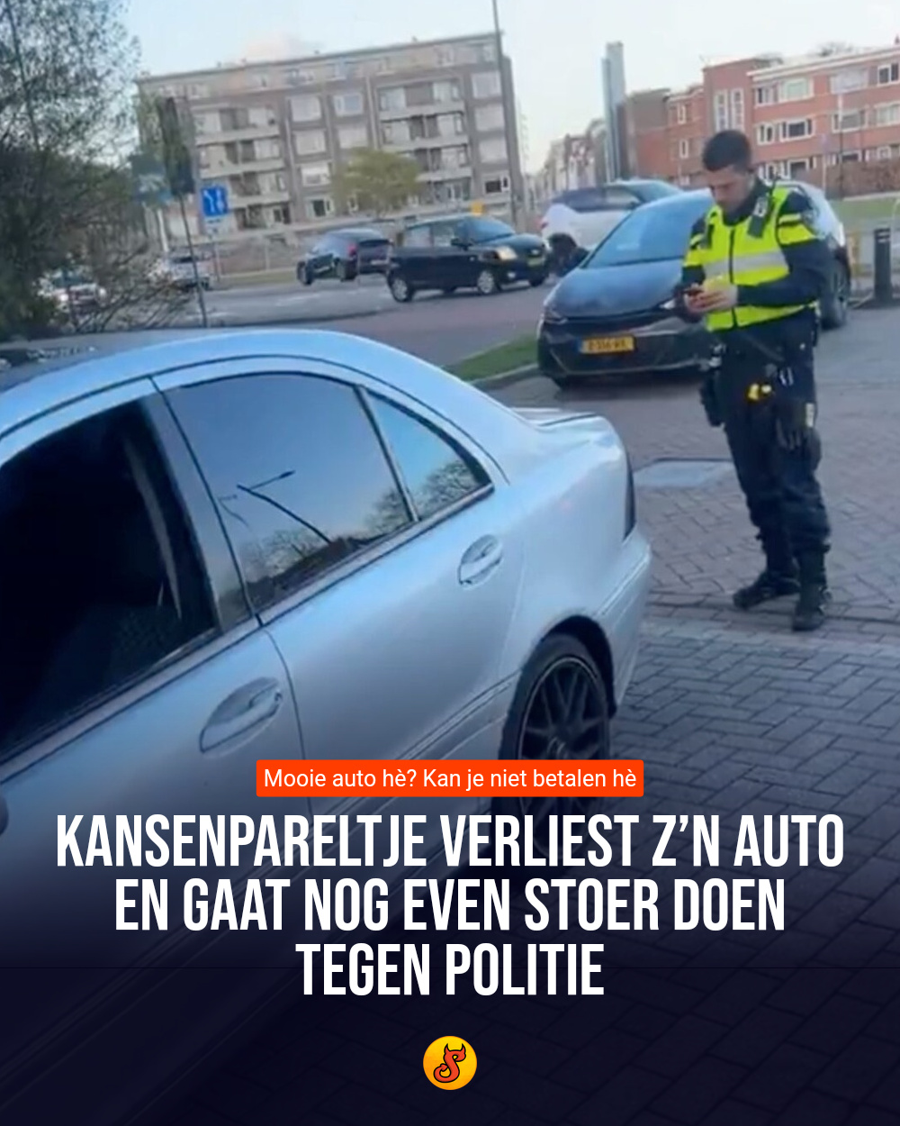 Kansenpareltje verliest z’n auto en gaat nog even stoer doen tegen politie