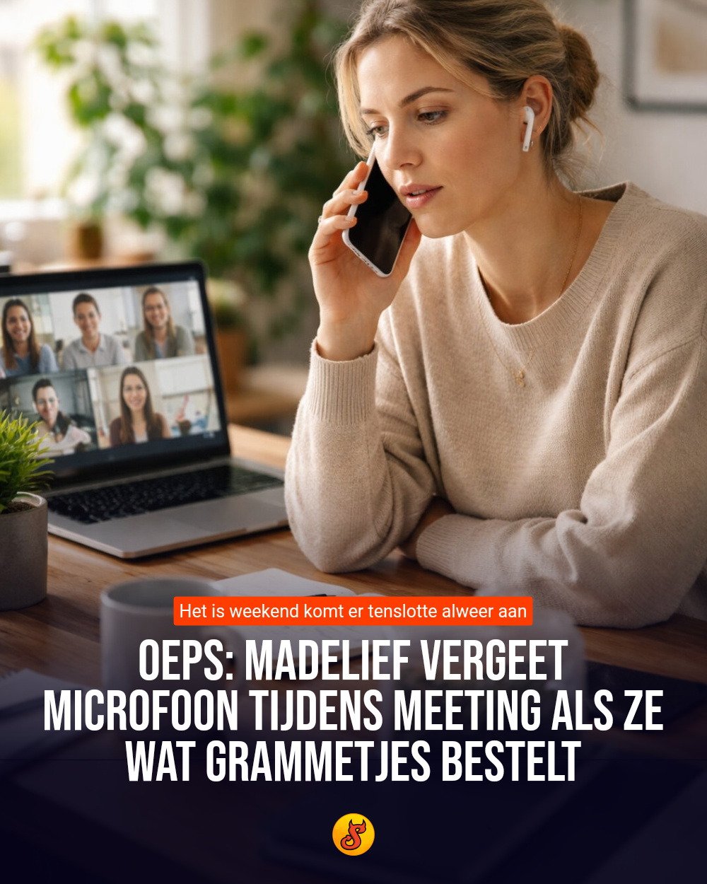 Oeps: Madelief vergeet microfoon tijdens meeting als ze wat grammetjes bestelt