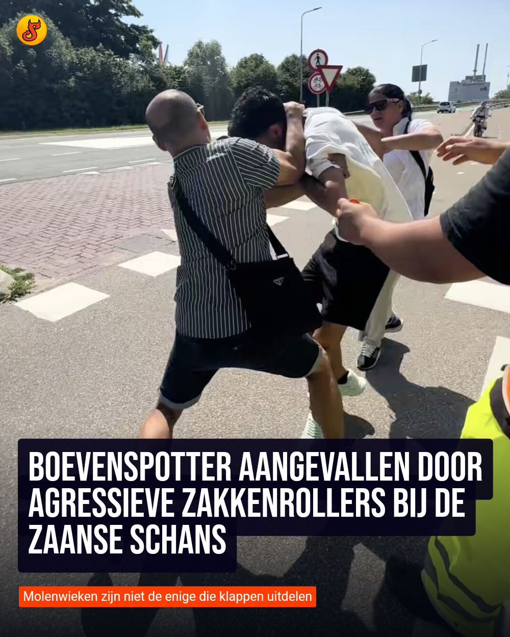 Boevenspotter aangevallen door agressieve zakkenrollers bij de Zaanse Schans
