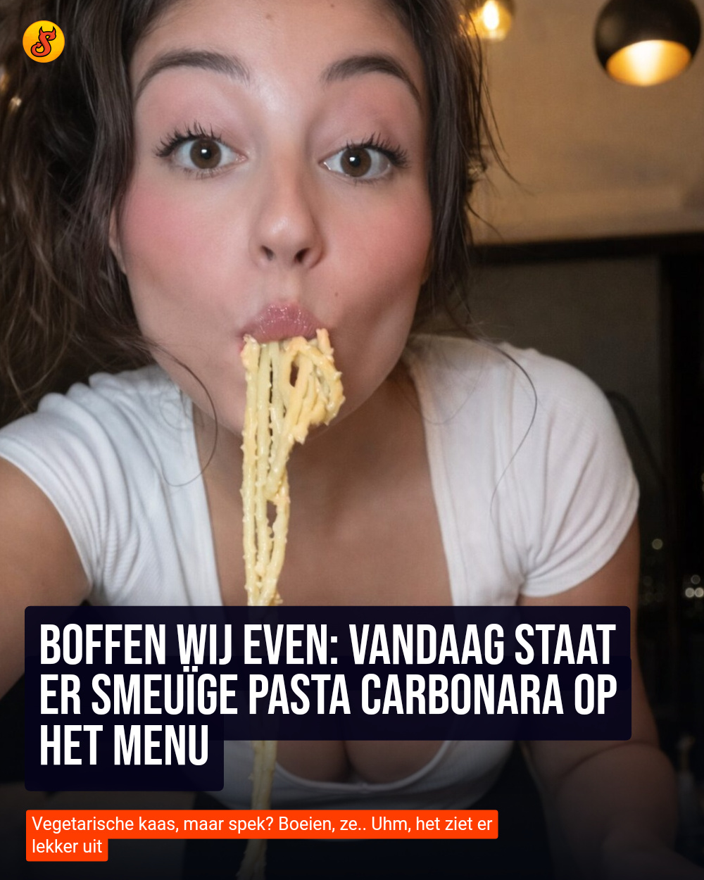 Boffen wij even: Vandaag staat er smeuïge pasta carbonara op het menu