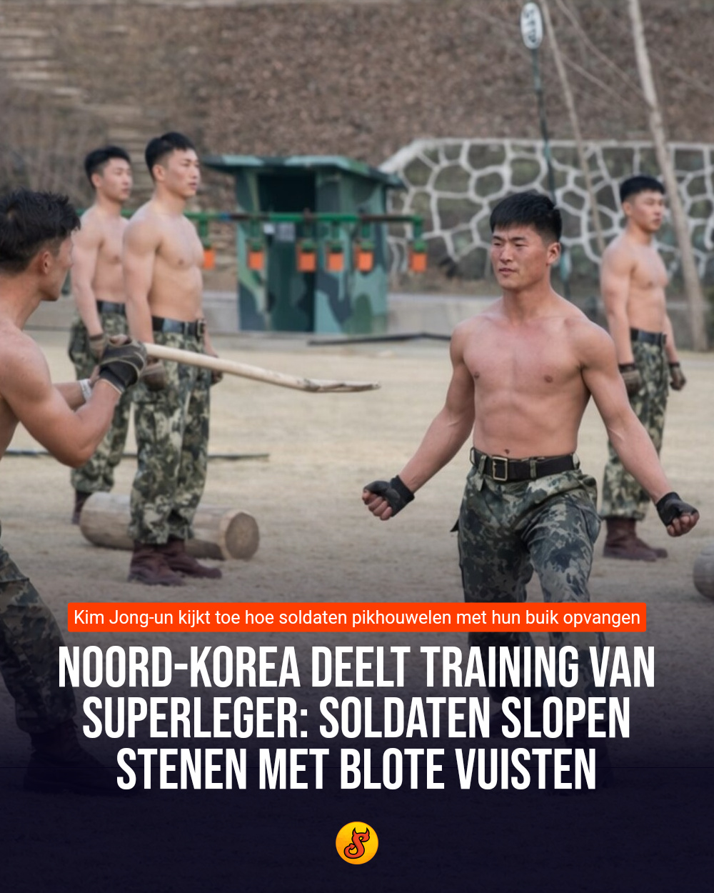 Noord-Korea deelt training van superleger: Soldaten slopen stenen met blote vuisten