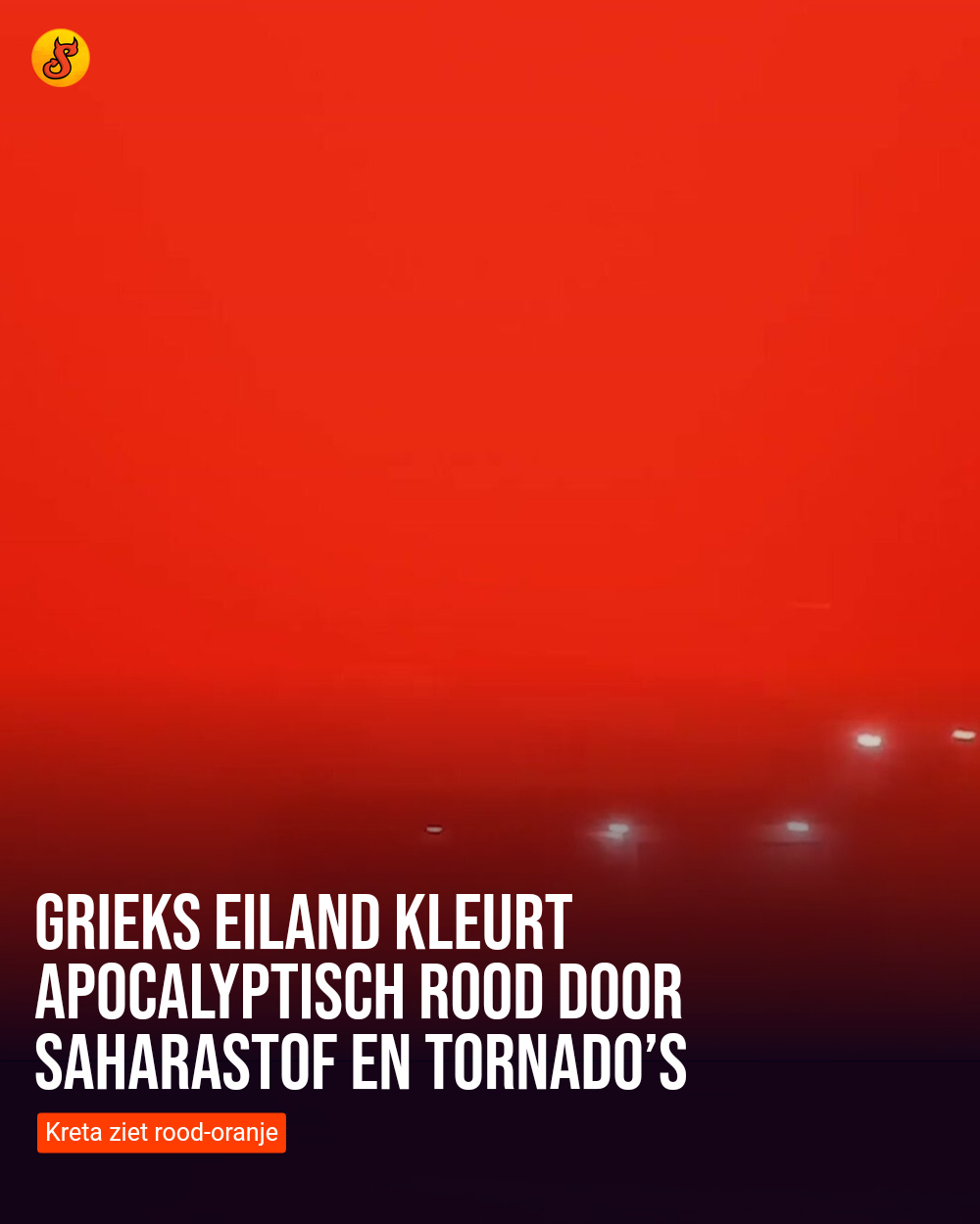 Grieks eiland kleurt apocalyptisch rood door Saharastof en tornado’s