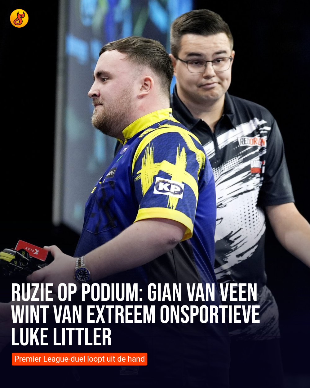 Ruzie op podium: Gian van Veen wint van extreem onsportieve Luke Littler