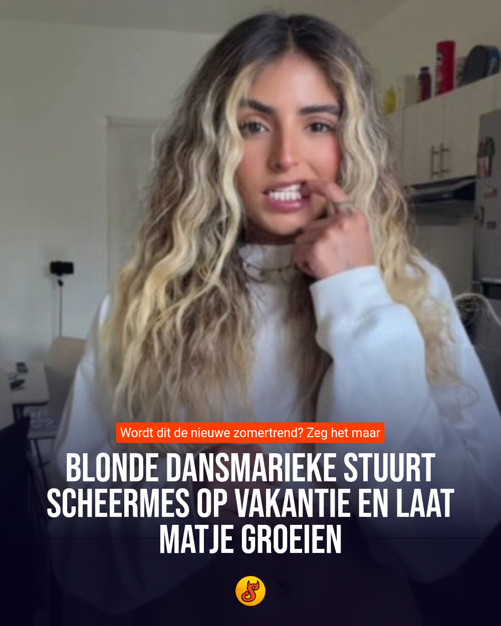 Blonde dansmarieke stuurt scheermes op vakantie en laat matje groeien