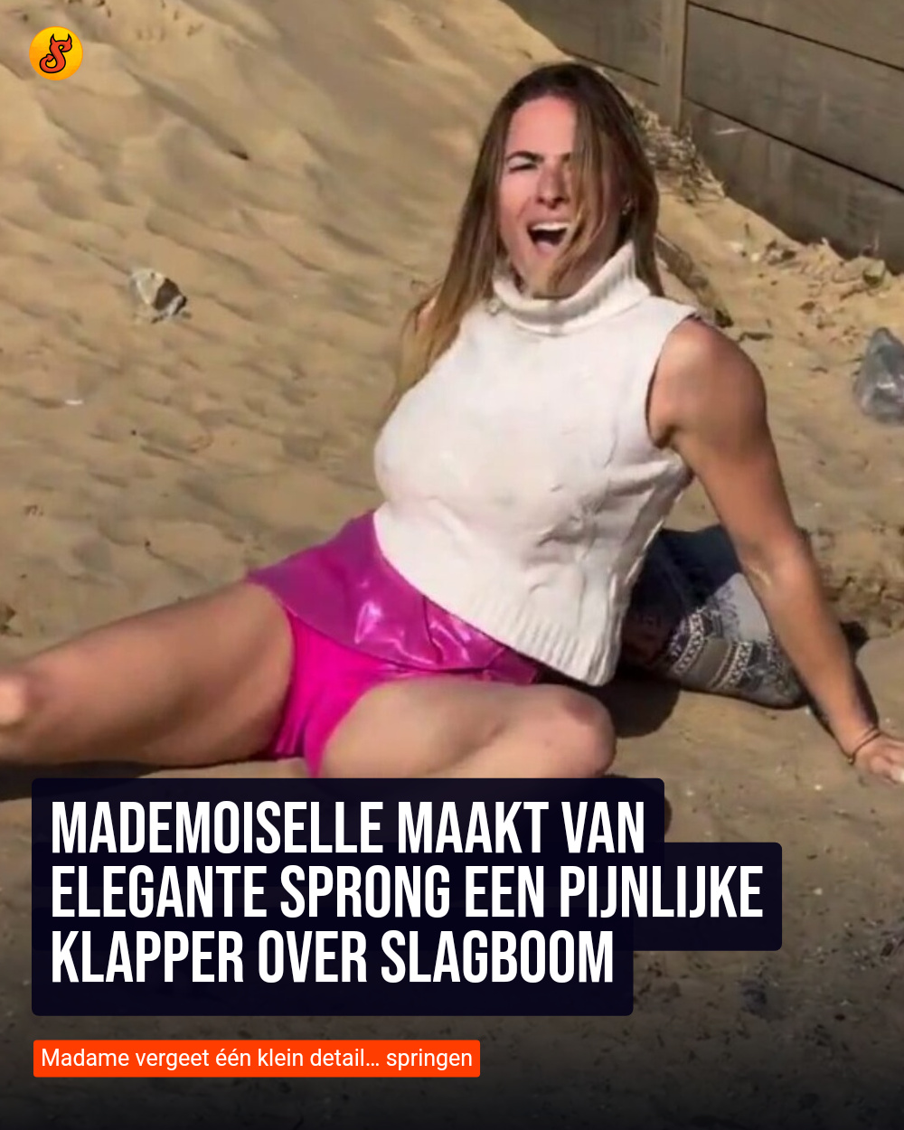 Mademoiselle maakt van elegante sprong een pijnlijke klapper over slagboom