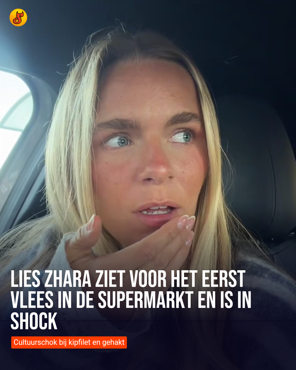 Lies Zhara ziet voor het eerst vlees in de supermarkt en is in shock