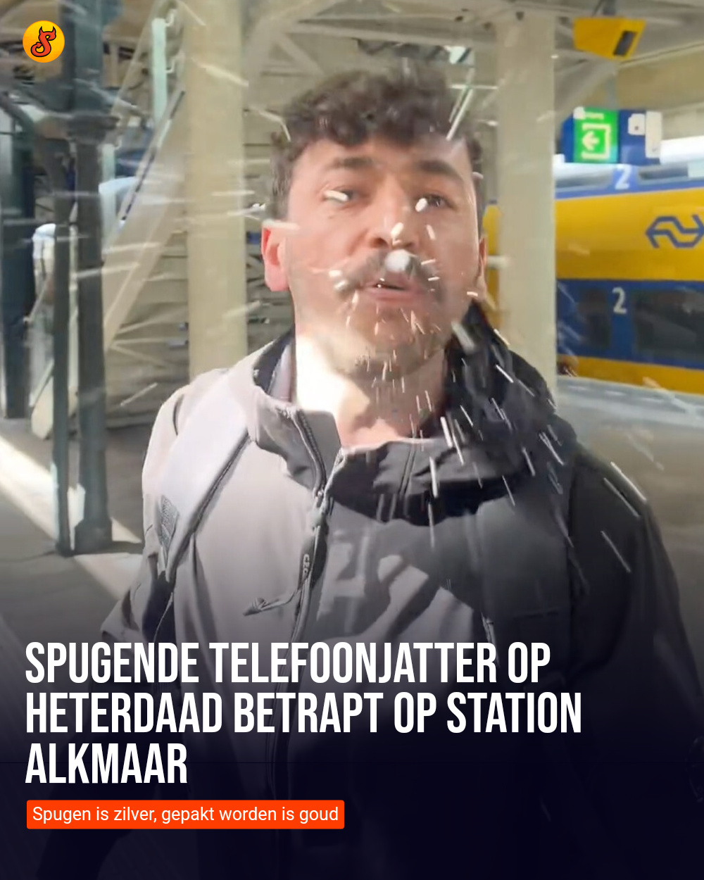Spugende telefoonjatter op heterdaad betrapt op station Alkmaar