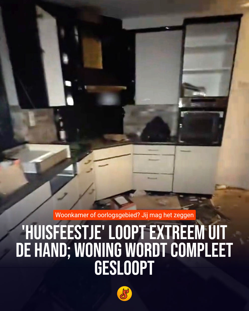 'Huisfeestje' loopt extreem uit de hand; woning wordt compleet gesloopt