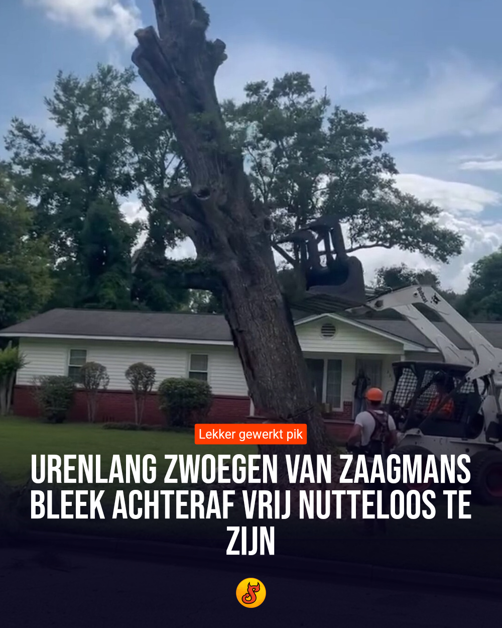 Urenlang zwoegen van zaagmans bleek achteraf vrij nutteloos te zijn