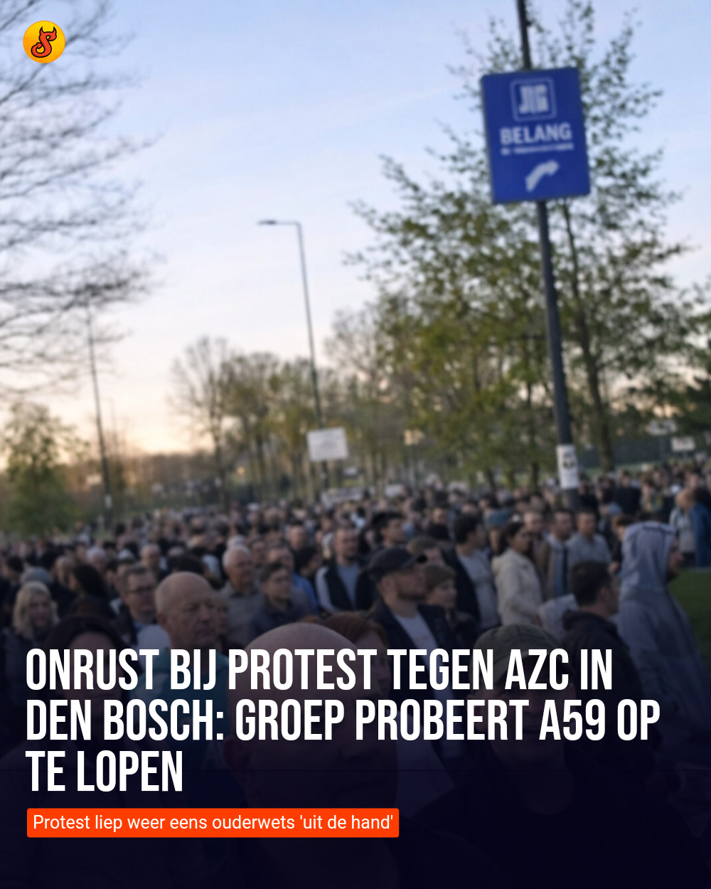 Onrust bij protest tegen azc in Den Bosch: groep probeert A59 op te lopen