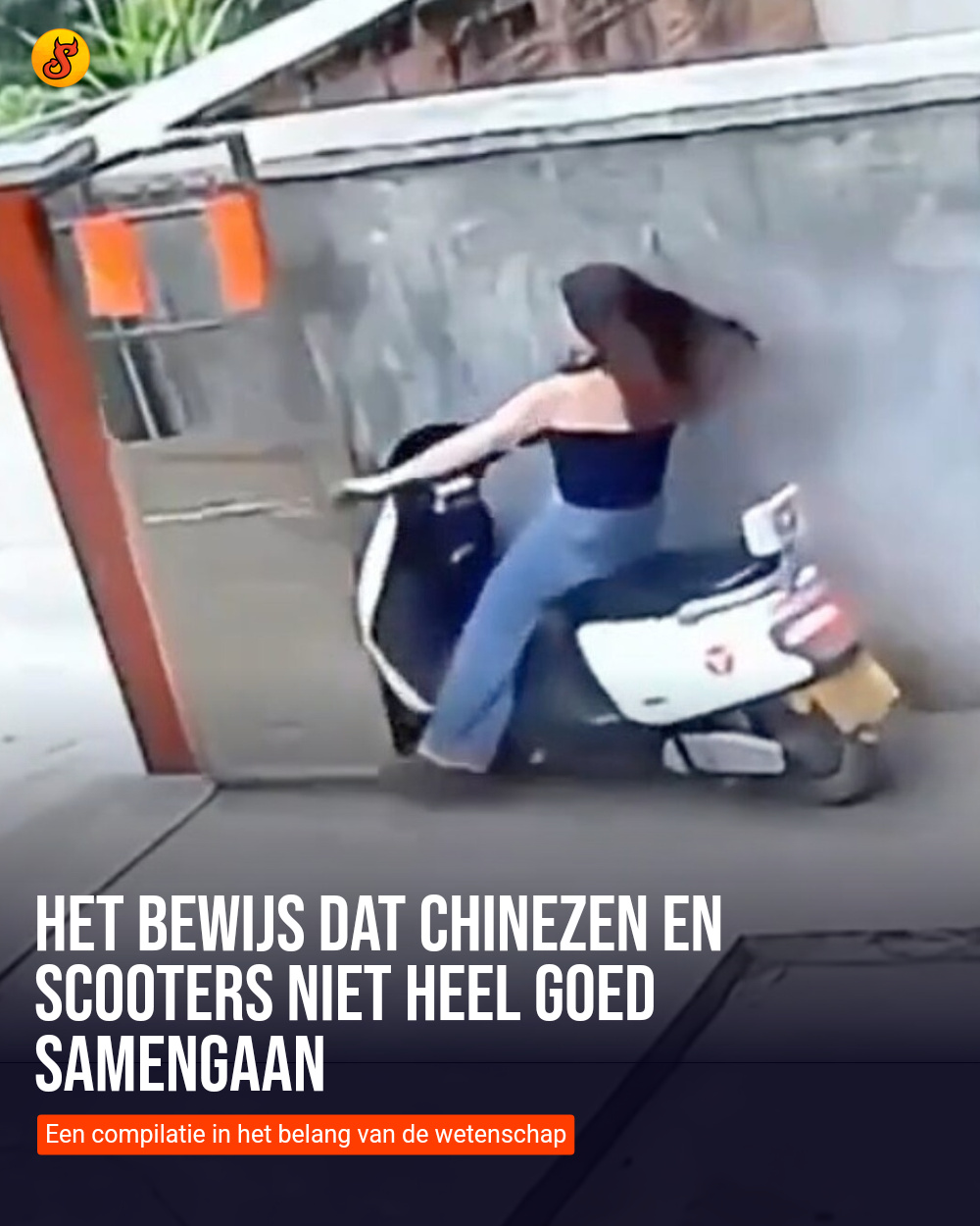 Het bewijs dat Chinezen en scooters niet heel goed samengaan