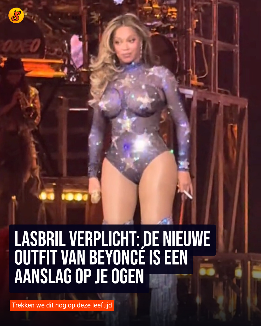 Lasbril verplicht: De nieuwe outfit van Beyoncé is een aanslag op je ogen