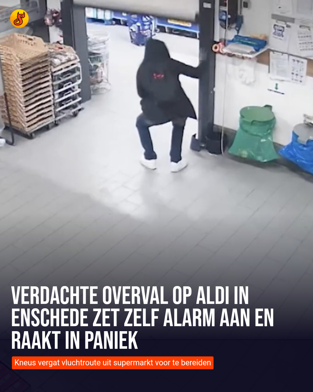 Verdachte overval op Aldi in Enschede zet zelf alarm aan en raakt in paniek