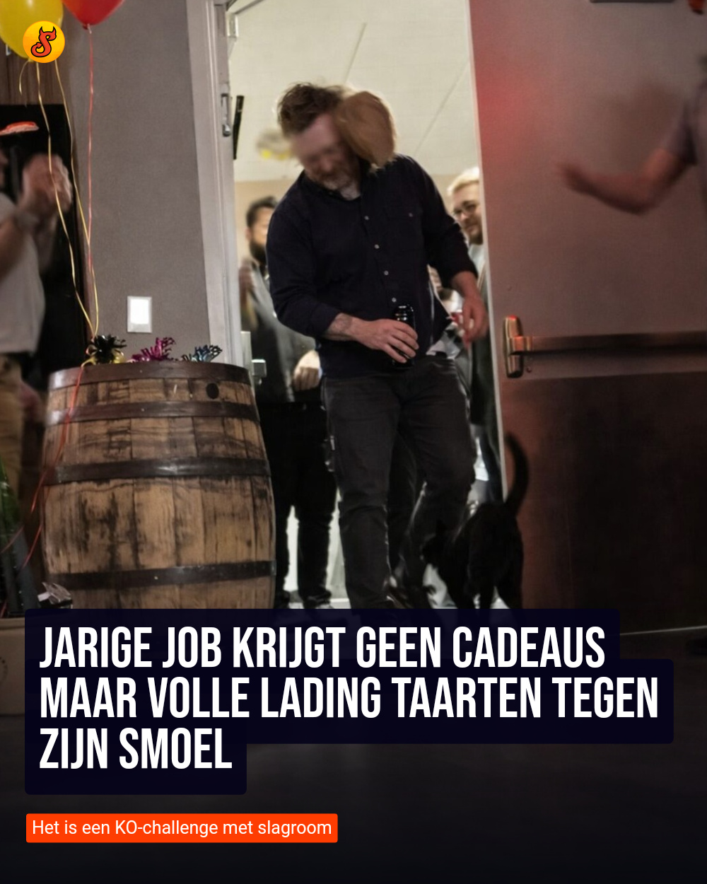 Jarige Job krijgt geen cadeaus maar volle lading taarten tegen zijn smoel