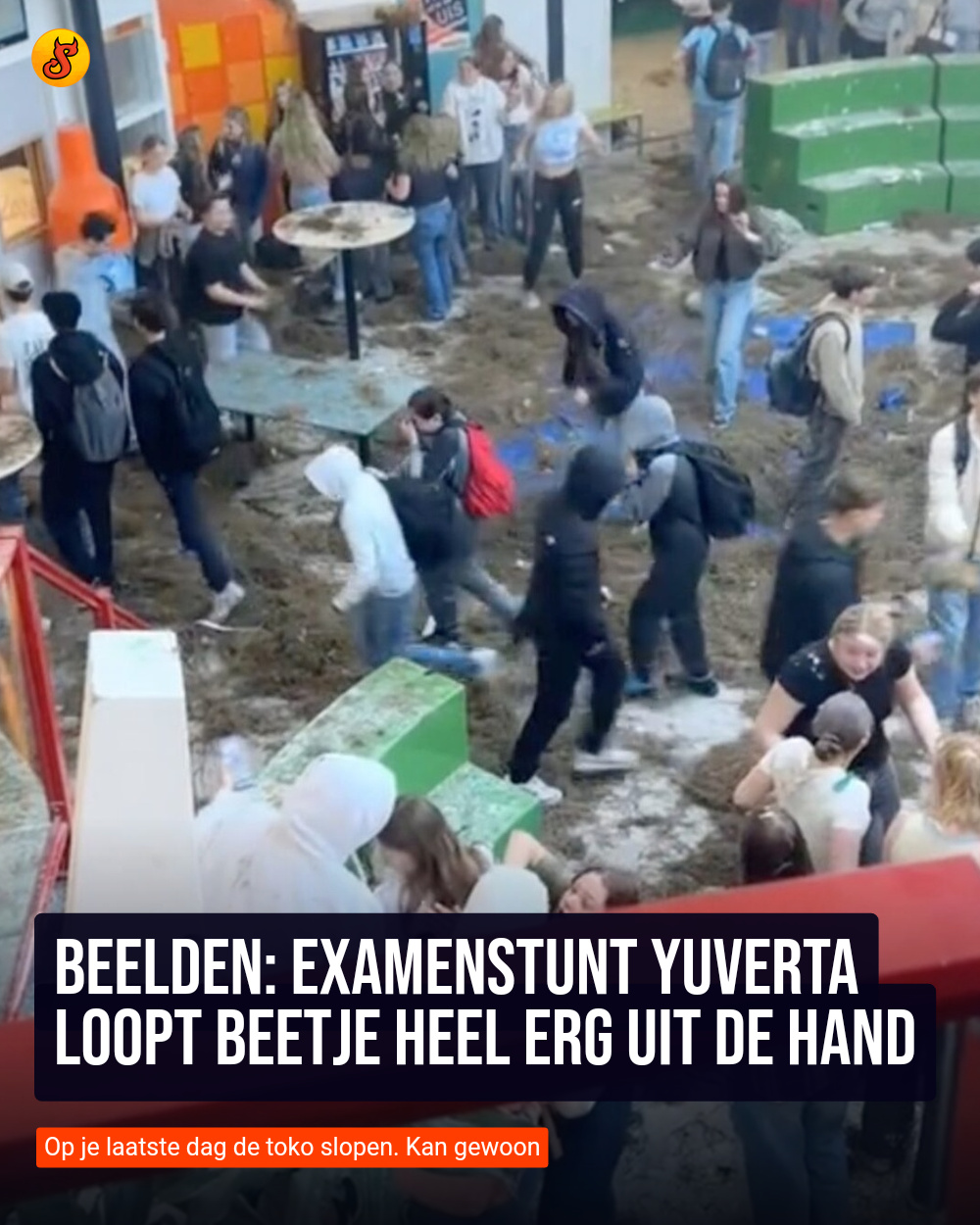Beelden: Examenstunt Yuverta loopt beetje heel erg uit de hand