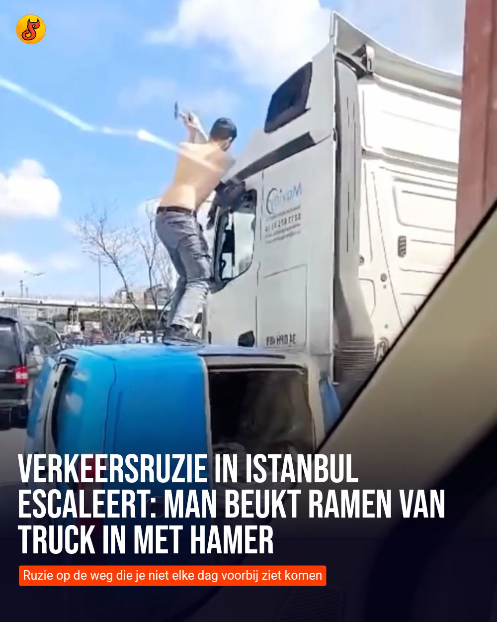 Verkeersruzie in Istanbul escaleert: Man beukt ramen van truck in met hamer