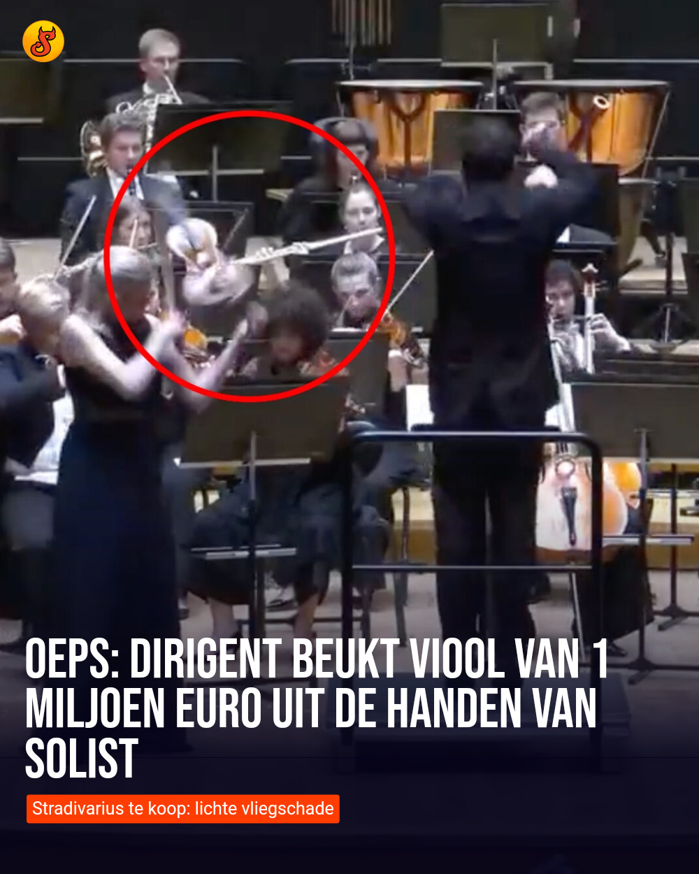 Oeps: Dirigent beukt viool van 1 miljoen euro uit de handen van solist