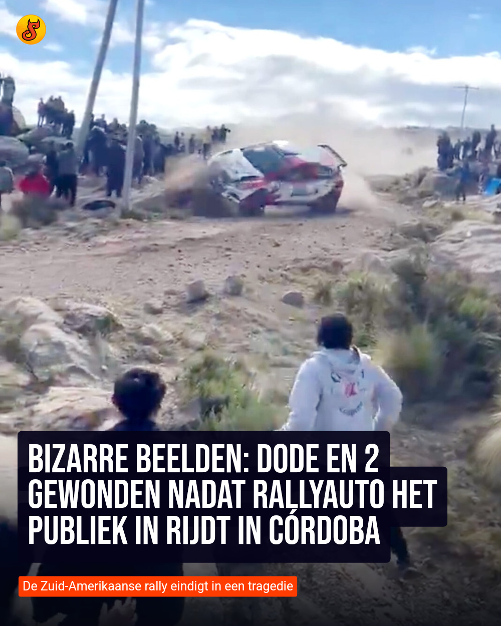 Bizarre beelden: Dode en 2 gewonden nadat rallyauto het publiek in rijdt in Córdoba