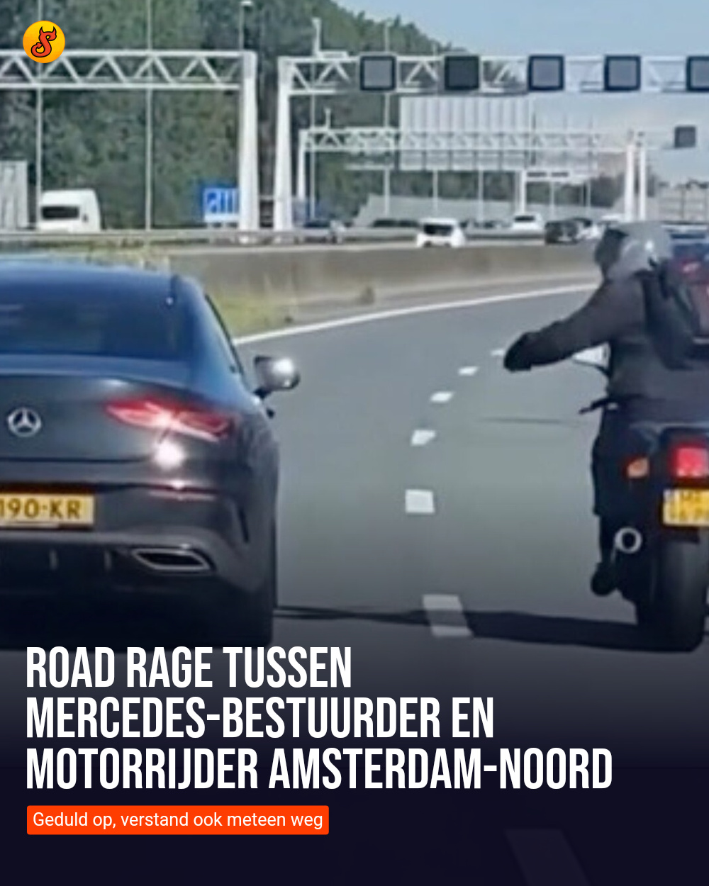 Road rage tussen Mercedes-bestuurder en motorrijder Amsterdam-Noord