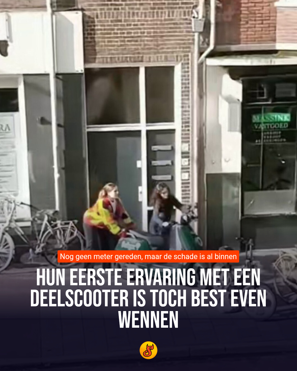 Hun eerste ervaring met een deelscooter is toch best even wennen