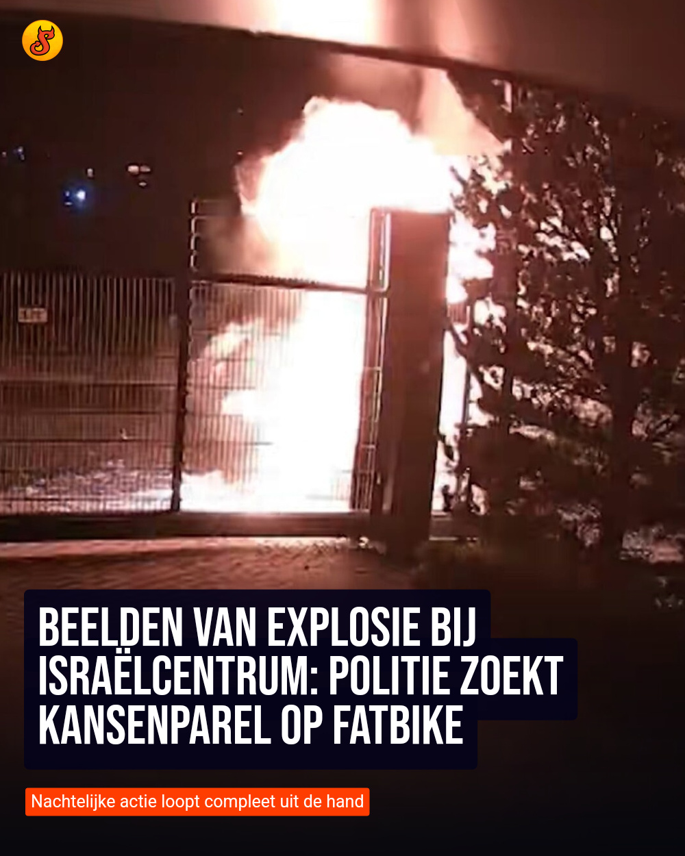 Beelden van explosie bij Israëlcentrum: Politie zoekt kansenparel op fatbike