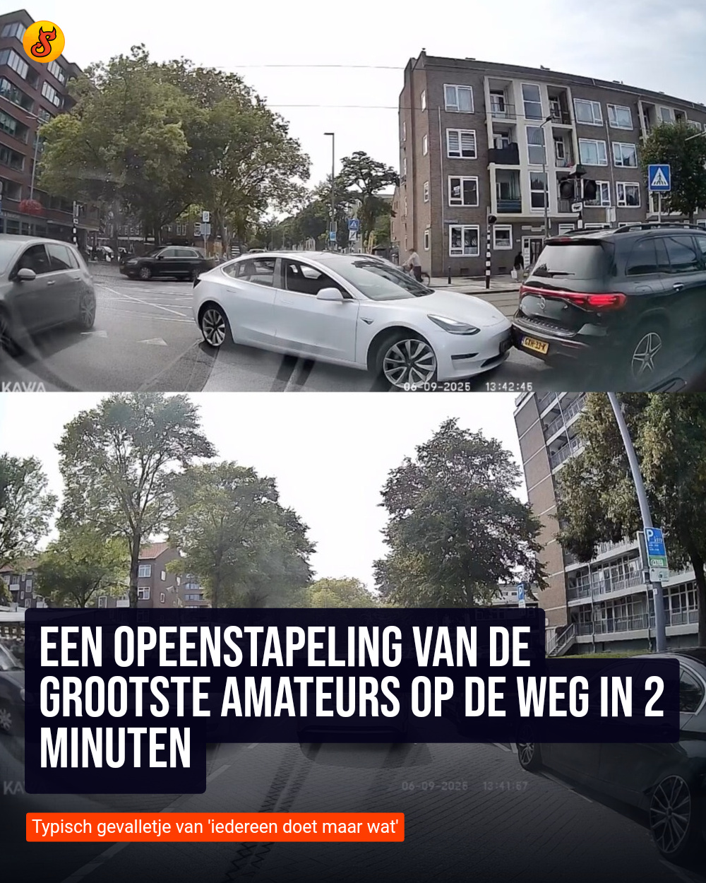 Een opeenstapeling van de grootste amateurs op de weg in 2 minuten