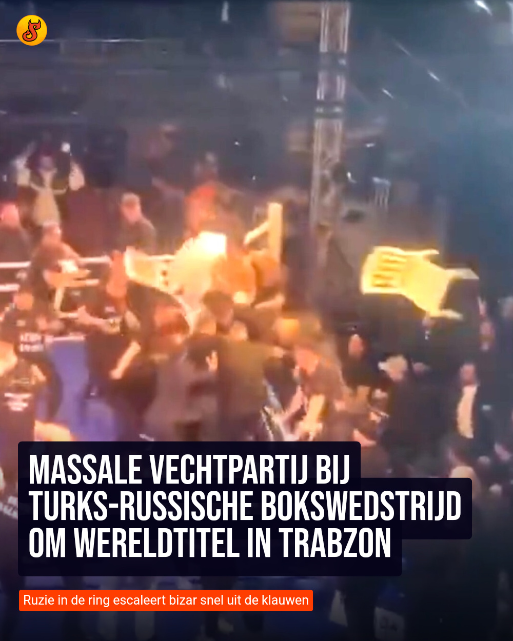 Massale vechtpartij bij Turks-Russische bokswedstrijd om wereldtitel in Trabzon