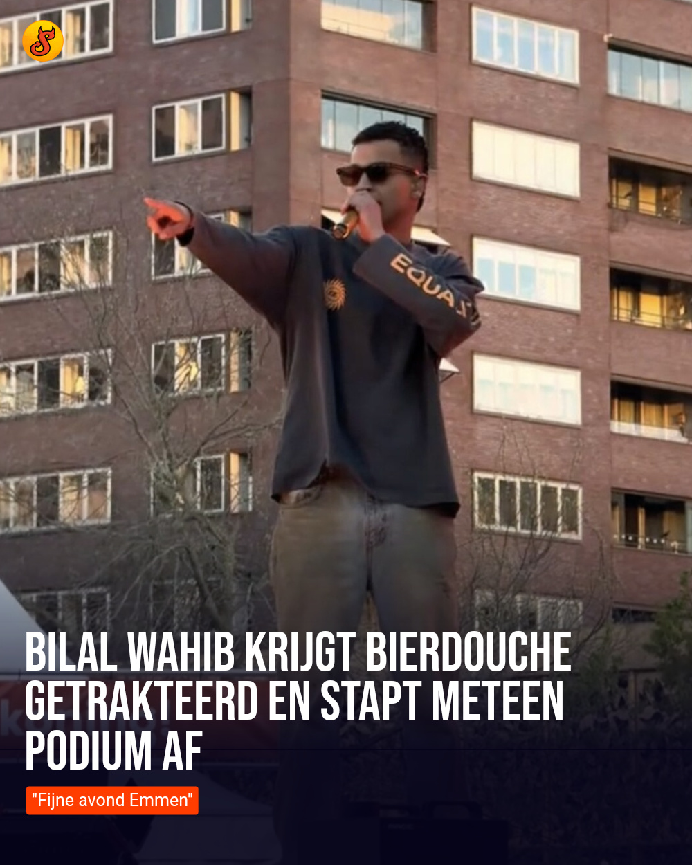 Bilal Wahib krijgt bierdouche getrakteerd en stapt meteen podium af
