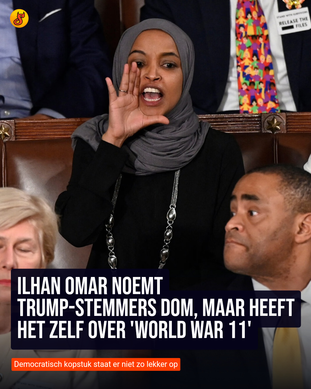 Ilhan Omar noemt Trump-stemmers dom, maar heeft het zelf over 'World War 11'