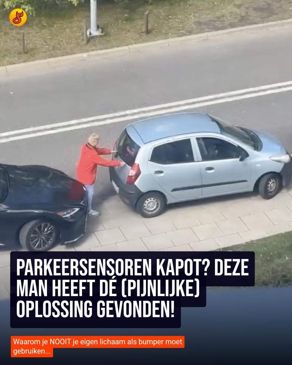 Parkeersensoren kapot? Deze man heeft dé (pijnlijke) oplossing gevonden!