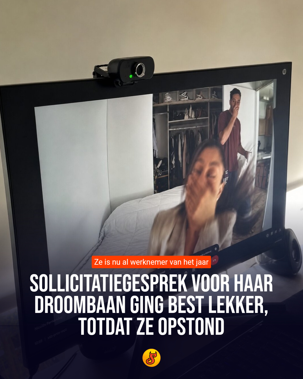 Sollicitatiegesprek voor haar droombaan ging best lekker, totdat ze opstond