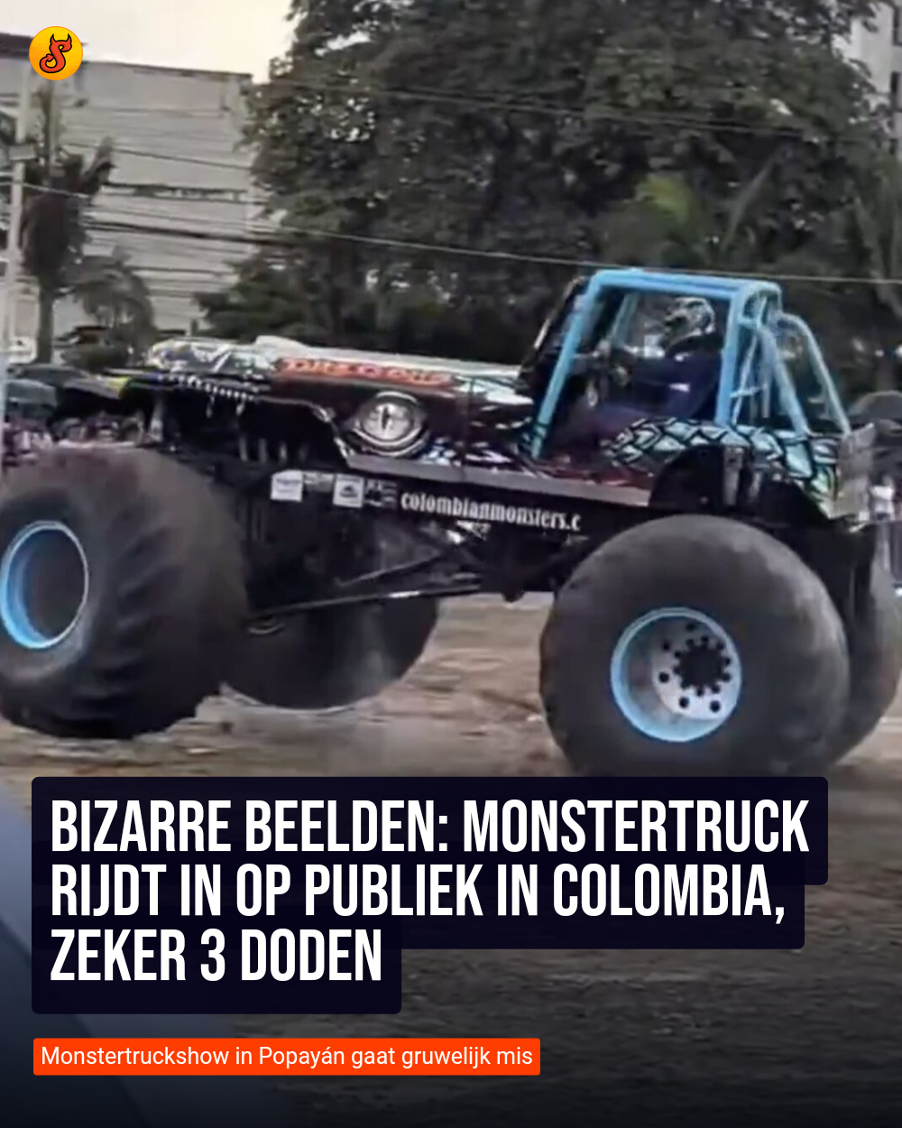 Bizarre beelden: Monstertruck rijdt in op publiek in Colombia, zeker 3 doden