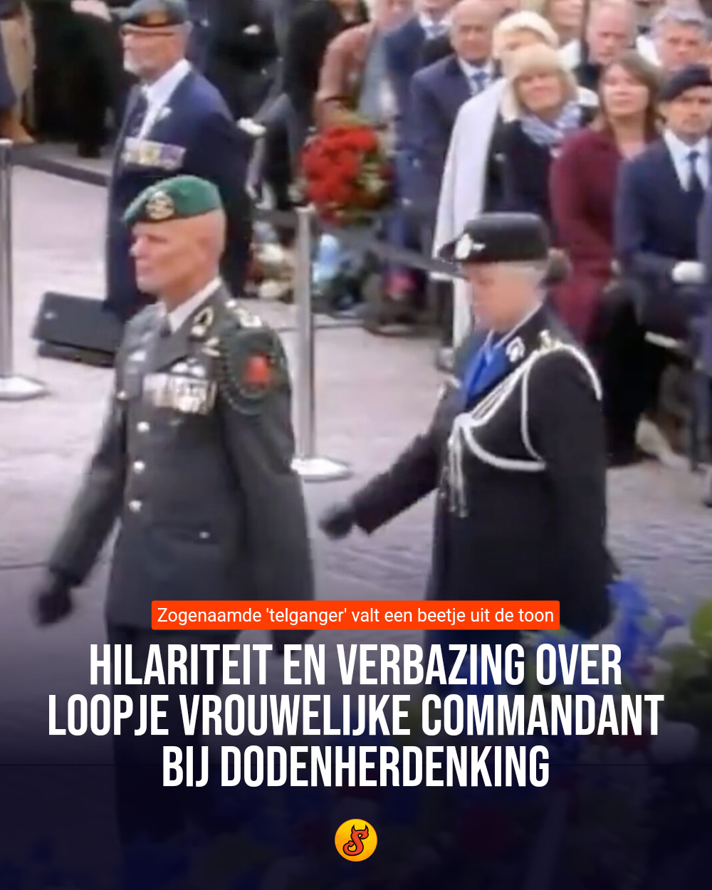 Hilariteit en verbazing over loopje vrouwelijke commandant bij dodenherdenking