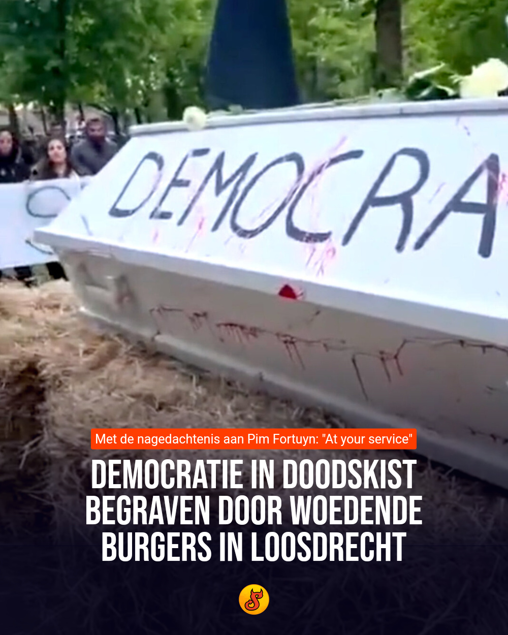 Democratie in doodskist begraven door woedende burgers in Loosdrecht