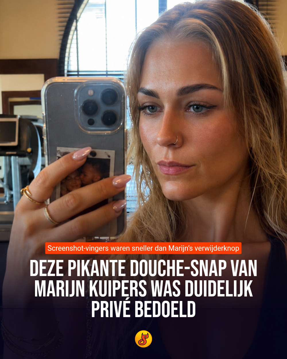 Deze pikante douche-Snap van Marijn Kuipers was duidelijk privé bedoeld