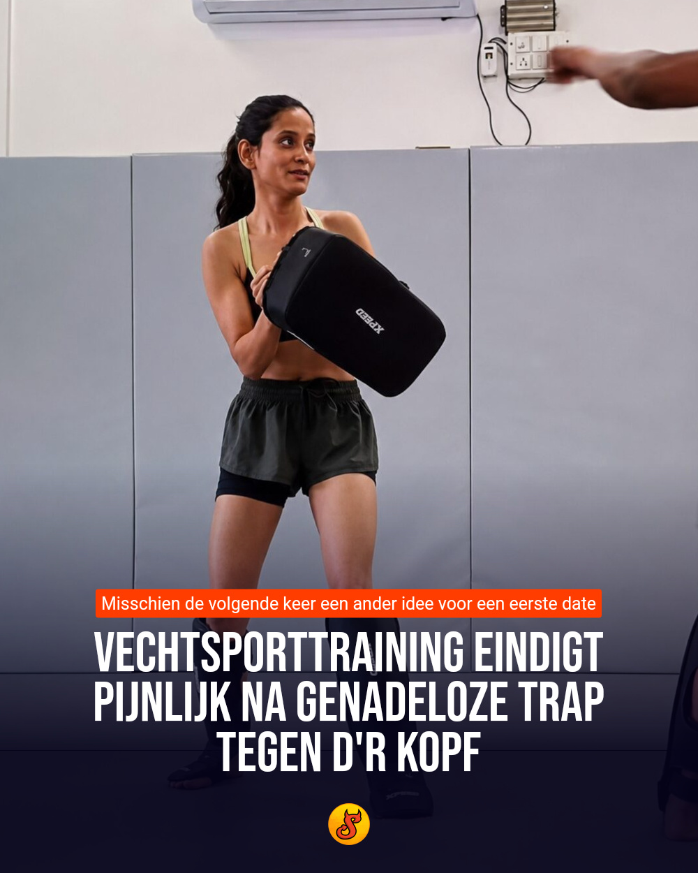 Vechtsporttraining eindigt pijnlijk na genadeloze trap tegen d'r kopf