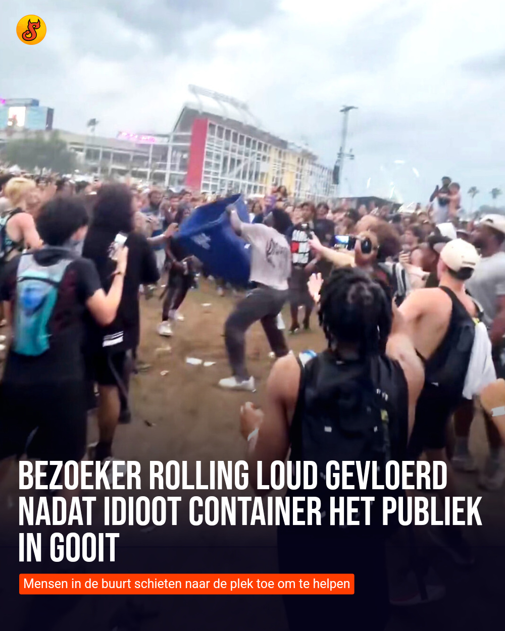 Bezoeker Rolling Loud gevloerd nadat idioot container het publiek in gooit