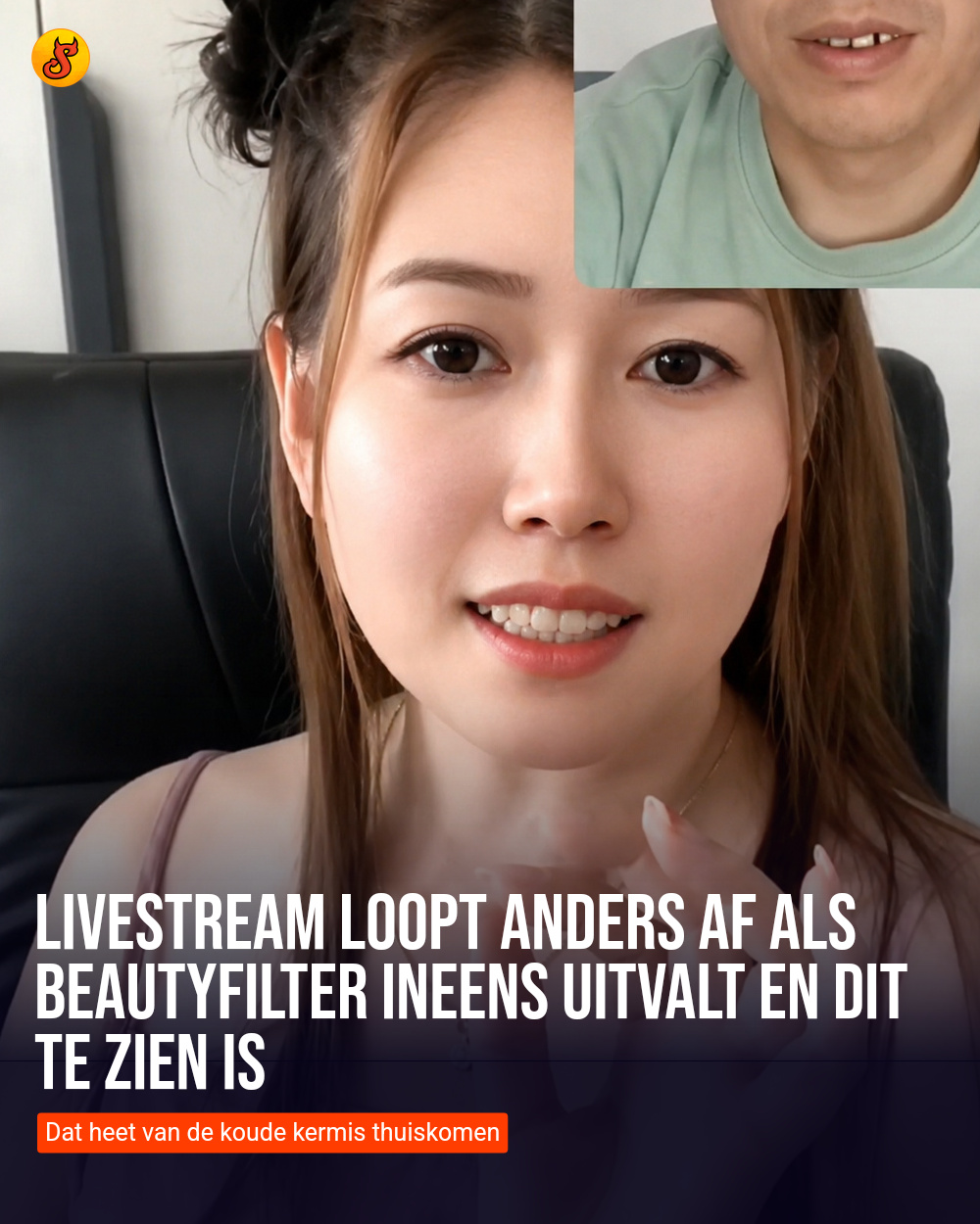 Livestream loopt anders af als beautyfilter ineens uitvalt en dit te zien is