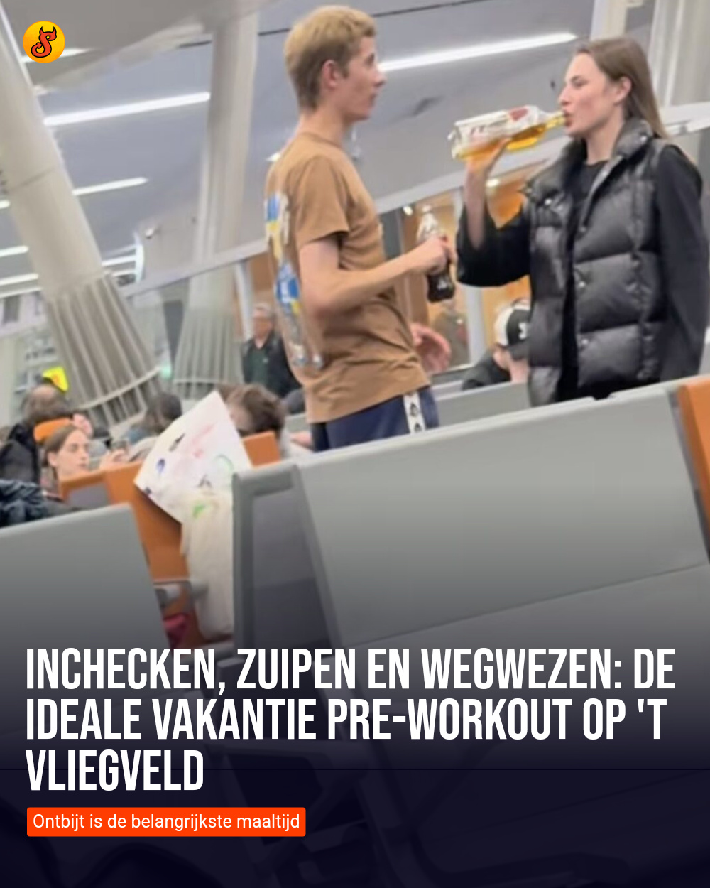 Inchecken, zuipen en wegwezen: De ideale vakantie pre-workout op 't vliegveld