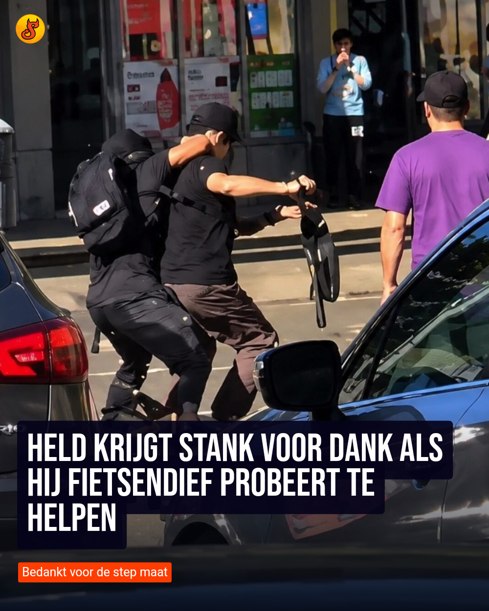 Held krijgt stank voor dank als hij fietsendief probeert te helpen