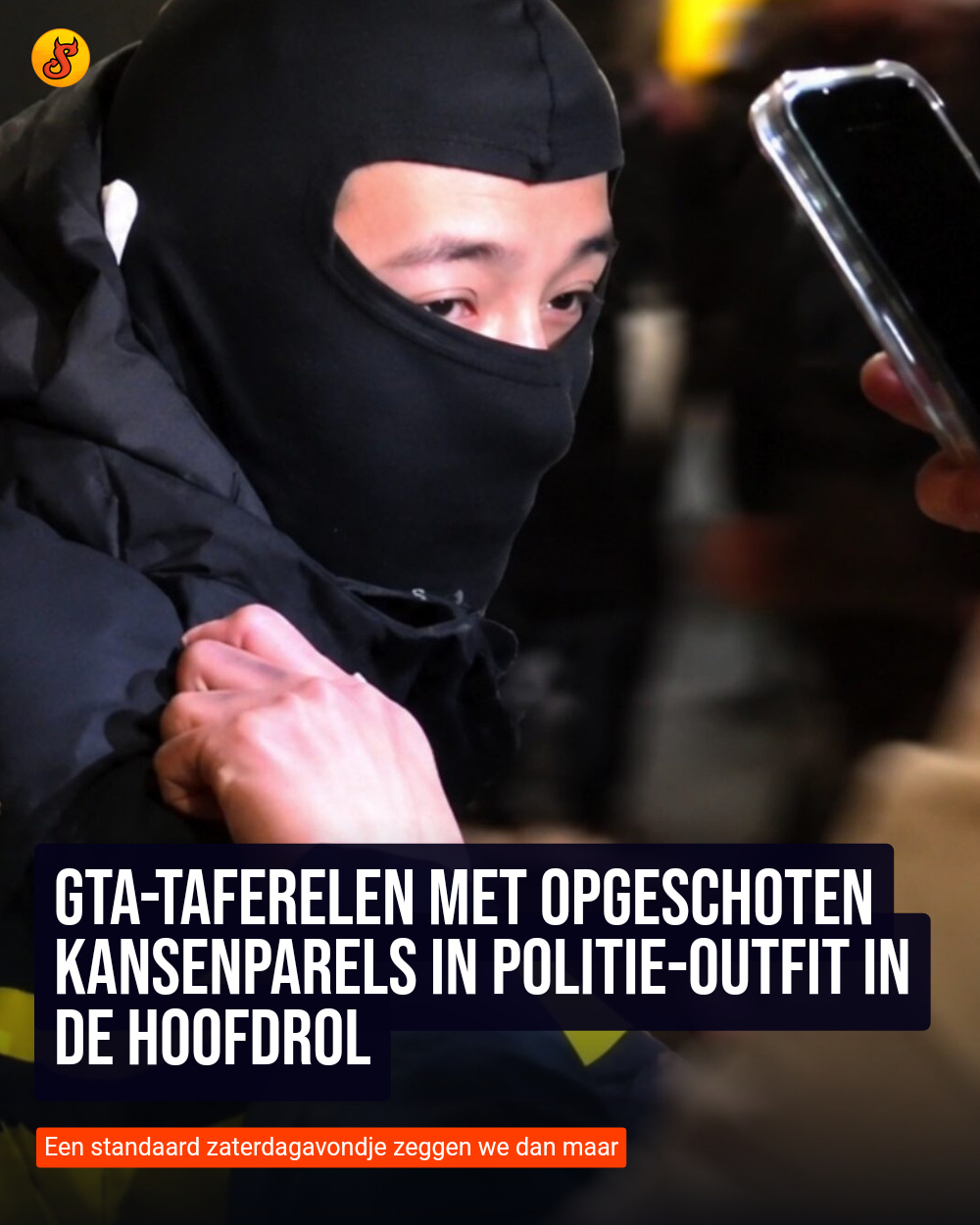 GTA-taferelen met opgeschoten kansenparels in politie-outfit in de hoofdrol