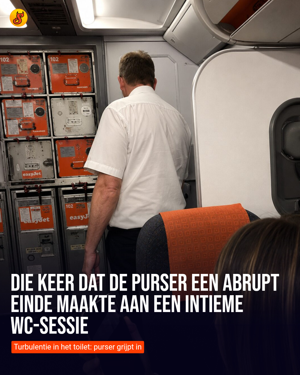 Die keer dat de purser een abrupt einde maakte aan een intieme wc-sessie