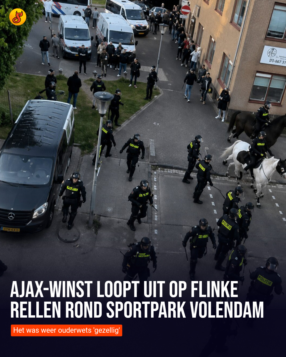 Ajax-winst loopt uit op flinke rellen rond sportpark Volendam