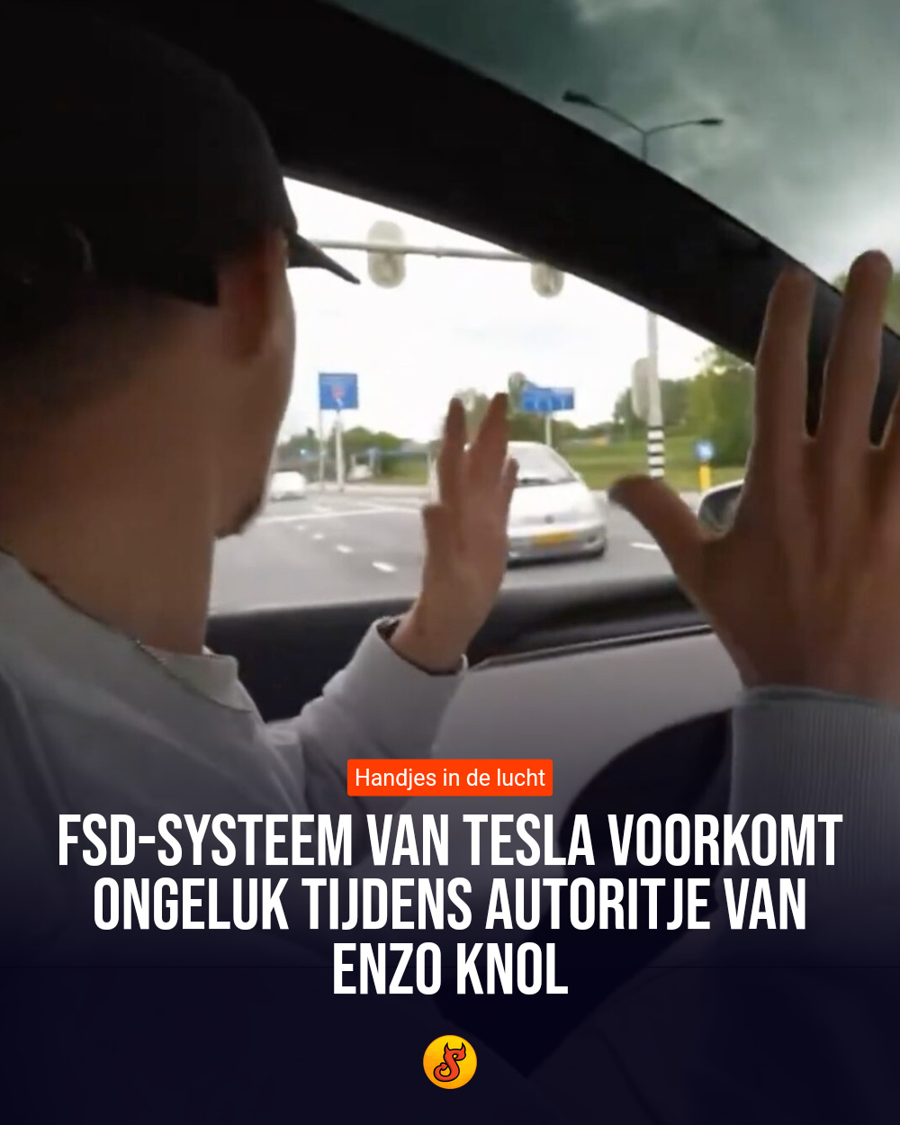 FSD-systeem van Tesla voorkomt ongeluk tijdens autoritje van Enzo Knol