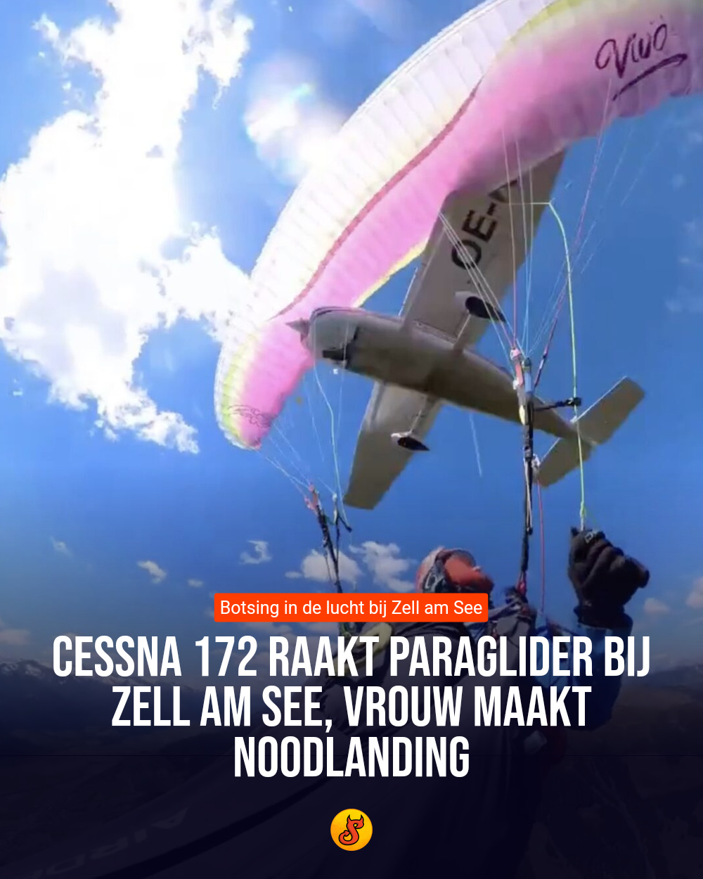 Cessna 172 raakt paraglider bij Zell am See, vrouw maakt noodlanding