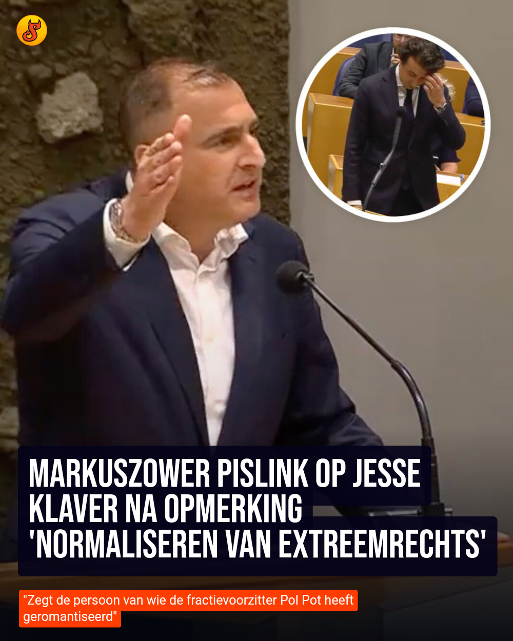 Markuszower pislink op Jesse Klaver na opmerking 'normaliseren van extreemrechts'