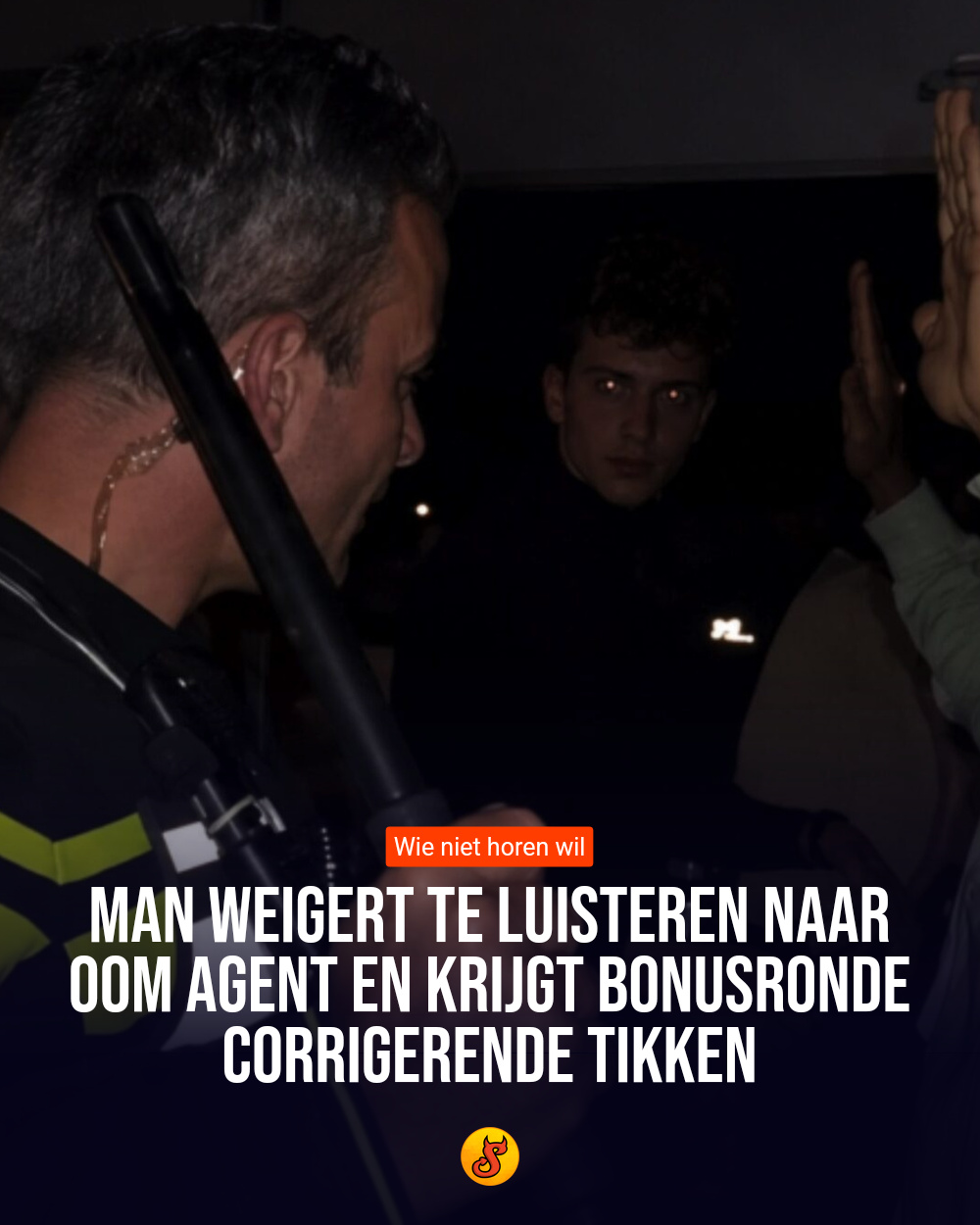Man weigert te luisteren naar oom agent en krijgt bonusronde corrigerende tikken